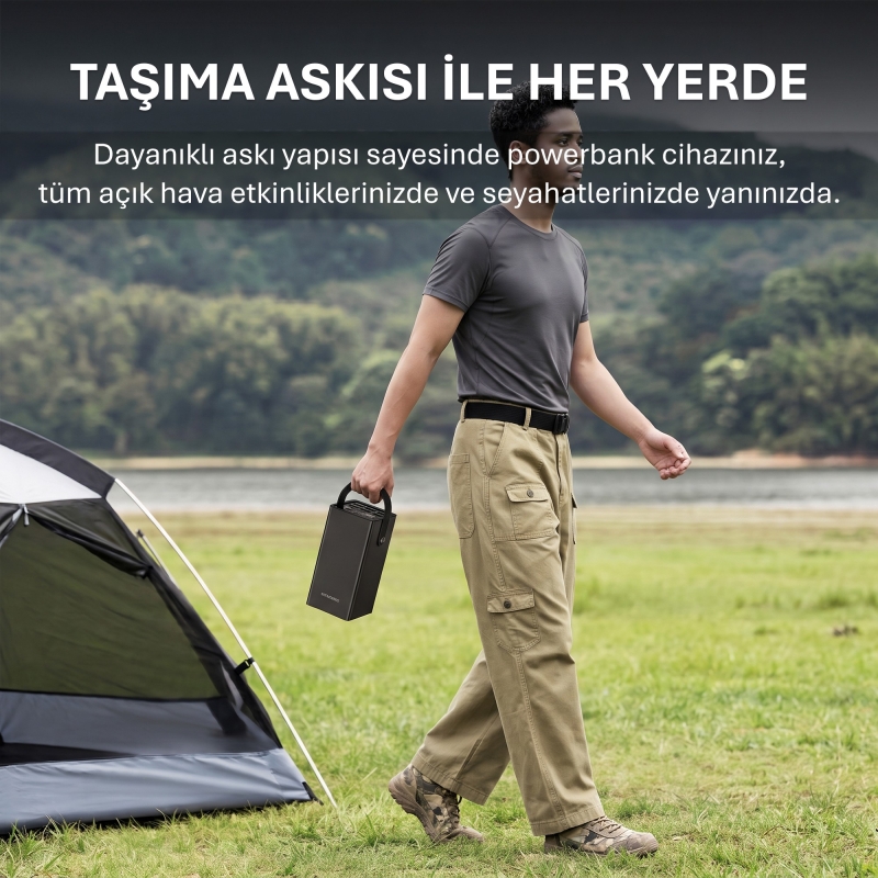 Rocoren 50000mAh 22.5W Powerbank PD Hızlı Şarj, 6 Çıkışlı 2 USB-C + 4 USB-A Taşıma Askılı Tablet Ve Telefon Şarj Cihazı - 7