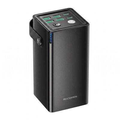 Rocoren 50000mAh 22.5W Powerbank PD Hızlı Şarj, 6 Çıkışlı 2 USB-C + 4 USB-A Taşıma Askılı Tablet Ve Telefon Şarj Cihazı - Rocoren
