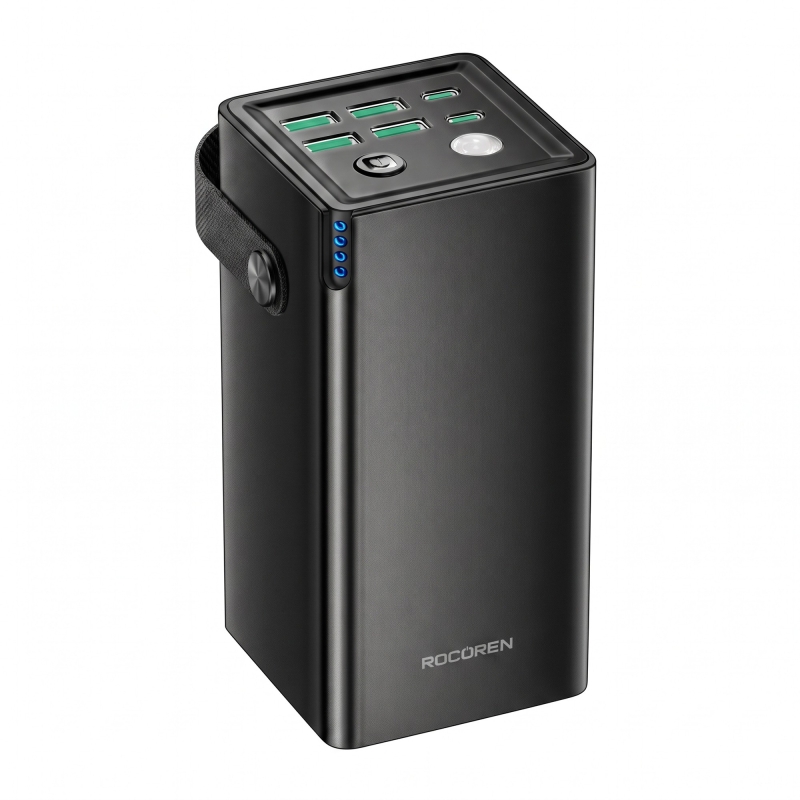 Rocoren 50000mAh 22.5W Powerbank PD Hızlı Şarj, 6 Çıkışlı 2 USB-C + 4 USB-A Taşıma Askılı Tablet Ve Telefon Şarj Cihazı - 1