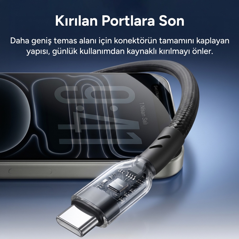 Rocoren 60W Type-C to Type-C PD Hızlı Şarj ve Veri Aktarım Kablosu Örgülü Data Kablosu 1 Metre Siyah - 6