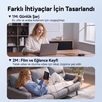 Rocoren 60W Type-C to Type-C PD Hızlı Şarj ve Veri Aktarım Kablosu Örgülü Data Kablosu 1 Metre Siyah - 8