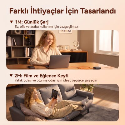 Rocoren 60W Type-C to Type-C PD Hızlı Şarj ve Veri Aktarım Kablosu Örgülü Data Kablosu 1 Metre Turuncu - 8