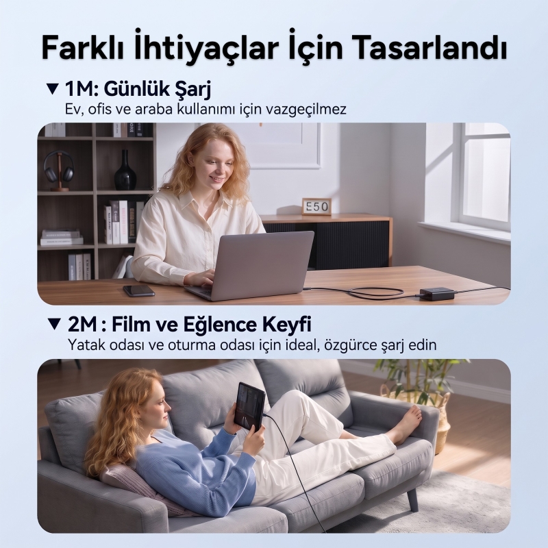 Rocoren 60W Type-C to Type-C PD Hızlı Şarj ve Veri Aktarım Kablosu Örgülü Data Kablosu 2 Metre Siyah - 8