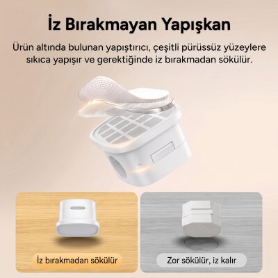 Rocoren 6'lı Manyetik Kablo Düzenleyici ve Tutucu Klips Seti Kendinden Yapışkanlı Masaüstü ve Araç İçi Kablo Sabitleyici Beyaz - 6