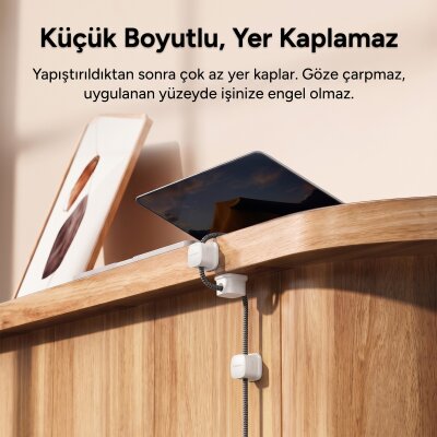 Rocoren 6'lı Manyetik Kablo Düzenleyici ve Tutucu Klips Seti Kendinden Yapışkanlı Masaüstü ve Araç İçi Kablo Sabitleyici Beyaz - 8