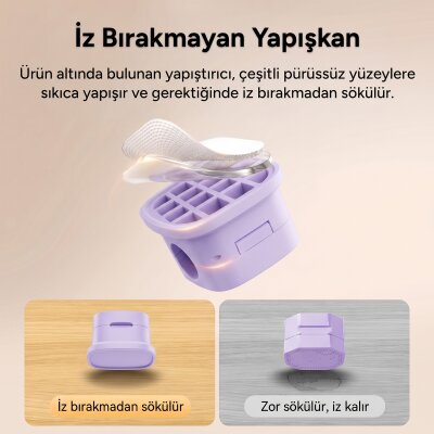 Rocoren 6'lı Manyetik Kablo Düzenleyici ve Tutucu Klips Seti Kendinden Yapışkanlı Masaüstü ve Araç İçi Kablo Sabitleyici Mor - 6