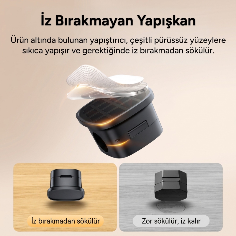 Rocoren 6'lı Manyetik Kablo Düzenleyici ve Tutucu Klips Seti Kendinden Yapışkanlı Masaüstü ve Araç İçi Kablo Sabitleyici Siyah - 6