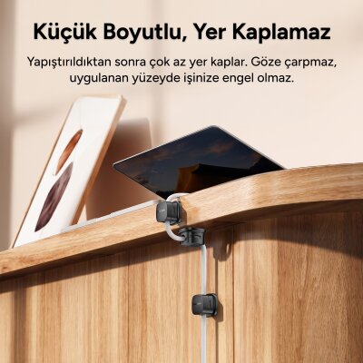 Rocoren 6'lı Manyetik Kablo Düzenleyici ve Tutucu Klips Seti Kendinden Yapışkanlı Masaüstü ve Araç İçi Kablo Sabitleyici Siyah - 8