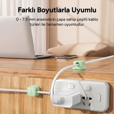 Rocoren 6'lı Manyetik Kablo Düzenleyici ve Tutucu Klips Seti Kendinden Yapışkanlı Masaüstü ve Araç İçi Kablo Sabitleyici Yeşil - 5