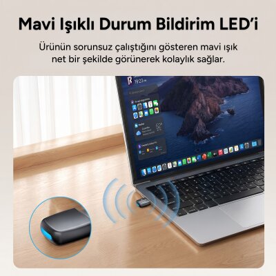 Rocoren Bluetooth 6.0 USB Tak Çalıştır Mini Dongle Adaptör Masaüstü PC ve Laptop İçin Kablosuz Alıcı - 7