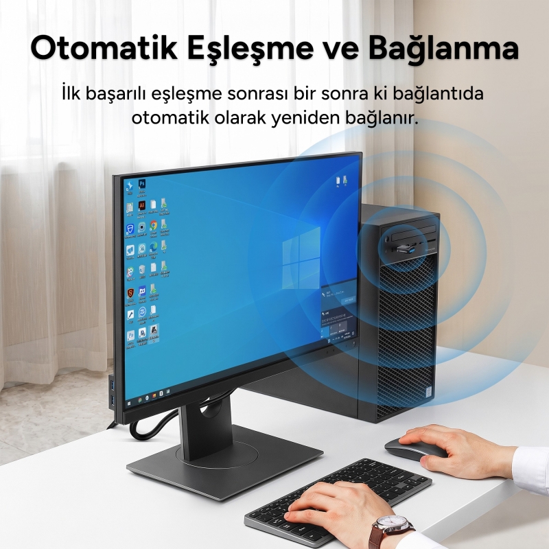 Rocoren Bluetooth 6.0 USB Tak Çalıştır Mini Dongle Adaptör Masaüstü PC ve Laptop İçin Kablosuz Alıcı - 8