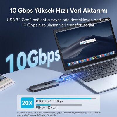 Rocoren M.2 NVMe Disk Kutusu Type-C USB 3.2 Gen2 10Gbps Alüminyum 4TB Destekli Harici SSD Disk Kutusu - 2