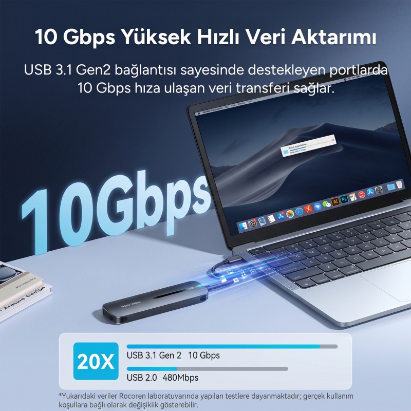 Rocoren M.2 NVMe Disk Kutusu Type-C USB 3.2 Gen2 10Gbps Alüminyum 4TB Destekli Harici SSD Disk Kutusu - 2