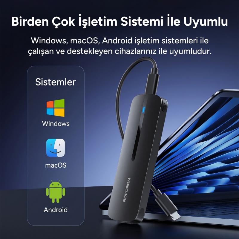 Rocoren M.2 NVMe Disk Kutusu Type-C USB 3.2 Gen2 10Gbps Alüminyum 4TB Destekli Harici SSD Disk Kutusu - 7