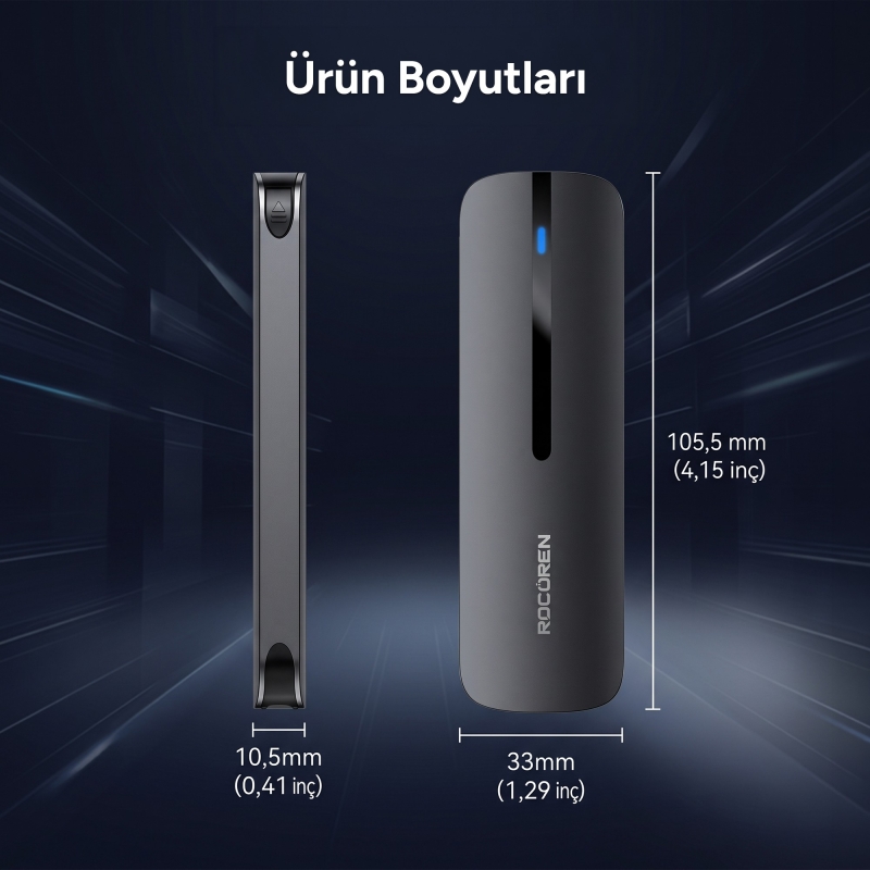 Rocoren M.2 NVMe Disk Kutusu Type-C USB 3.2 Gen2 10Gbps Alüminyum 4TB Destekli Harici SSD Disk Kutusu - 10