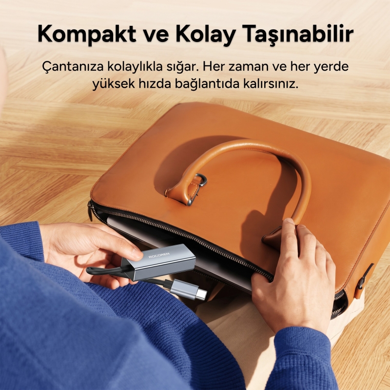 Rocoren Type-C 1000Mbps Gigabit Ethernet RJ45 LAN Ağ Dönüştürücü Sürücüsüz Tak-Çalıştır Adaptör - 8
