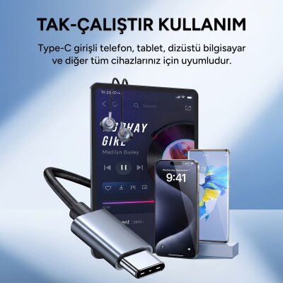 Rocoren Type-C Kablolu DAC Çipli Mikrofonlu 14mm Sürücülü iPhone ve Android Uyumlu Yarı Kulak İçi Kulaklık - 5