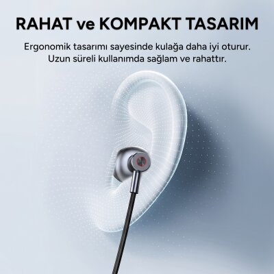 Rocoren Type-C Kablolu DAC Çipli Mikrofonlu 14mm Sürücülü iPhone ve Android Uyumlu Yarı Kulak İçi Kulaklık - 6