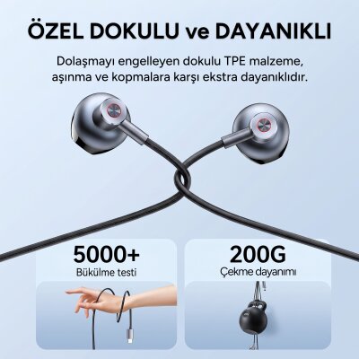Rocoren Type-C Kablolu DAC Çipli Mikrofonlu 14mm Sürücülü iPhone ve Android Uyumlu Yarı Kulak İçi Kulaklık - 7