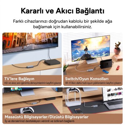 Rocoren USB-A 1000Mbps Gigabit Ethernet RJ45 LAN Ağ Dönüştürücü Sürücüsüz Tak-Çalıştır Adaptör - 5