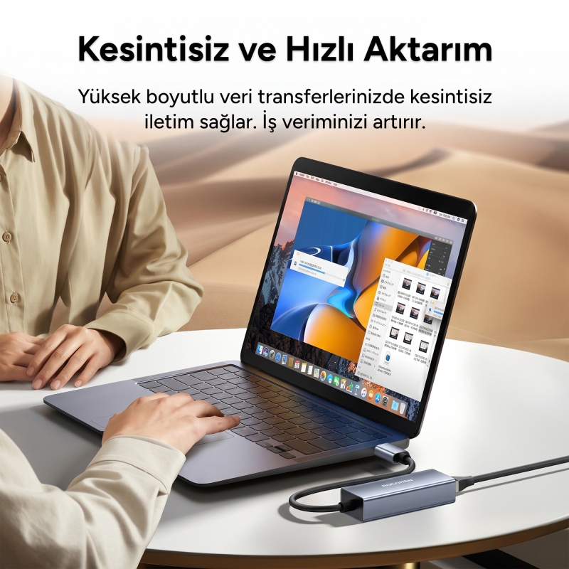 Rocoren USB-A 1000Mbps Gigabit Ethernet RJ45 LAN Ağ Dönüştürücü Sürücüsüz Tak-Çalıştır Adaptör - 6