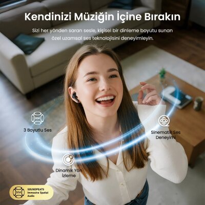 Soundpeats Air6 HS Hi-Res LDAC ENC TWS Kablosuz Bluetooth 6.0 Kulaklık Siyah - 4