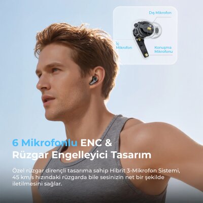 Soundpeats C30 Hybrid ANC Hi-Res LDAC TWS Bluetooth 6.0 Kablosuz Kulak içi Kulaklık Turuncu - 7
