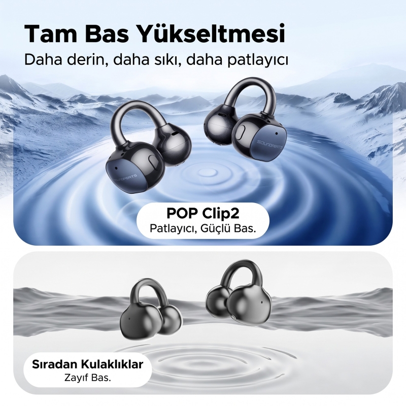 Soundpeats POP Clip2 Open-Ear Earbuds Hi-Res LDAC ENC TWS Bluetooth 6.0 Kablosuz Kulaklık Siyah - 9