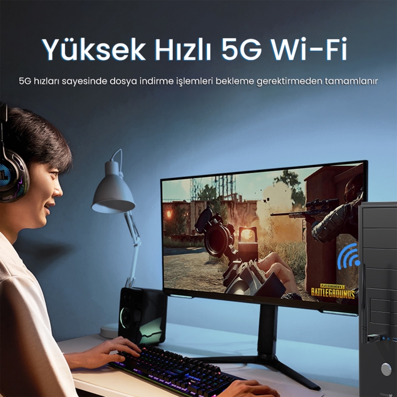 VegGieg 300 Mbps 2.4GHz Alıcı Verici USB WiFi Adaptör - 1