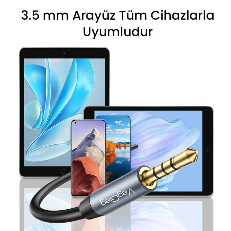 VegGieg 3.5mm TRRS Aux Kulaklık Mikrofon Ses Uzatma Kablosu 2 Metre - 7