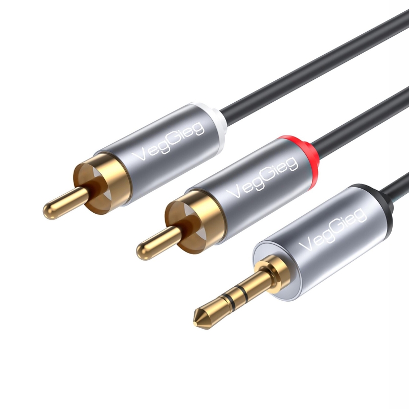 VegGieg 3.5mm Aux To 2 RCA Hi-Fi Ses Kablosu 1.5 Metre - 1