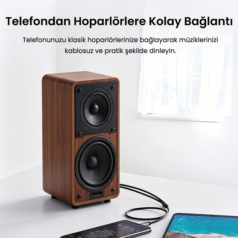VegGieg 3.5mm Aux To 2 RCA Hi-Fi Ses Kablosu 3 Metre - 4