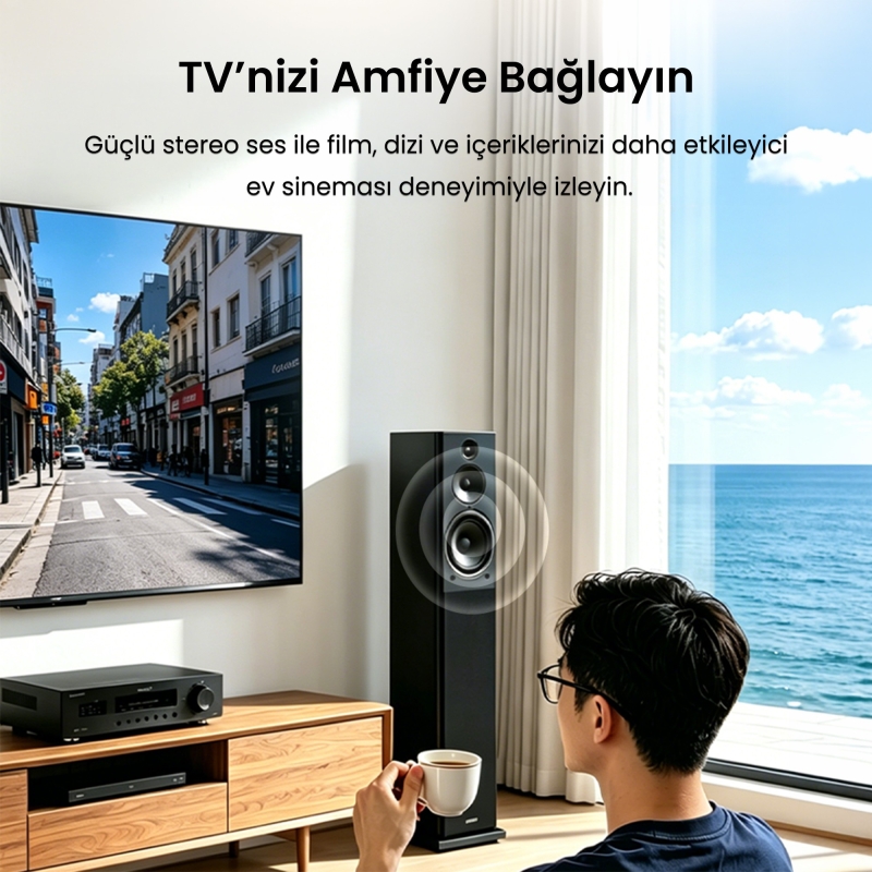 VegGieg 3.5mm Aux To 2 RCA Hi-Fi Ses Kablosu 3 Metre - 5