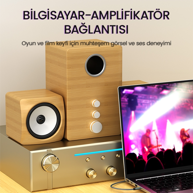 VegGieg 3.5mm Jack TRRS Hi-Fi AUX Mikrofon ve Ses Kablosu 2 Metre - 8