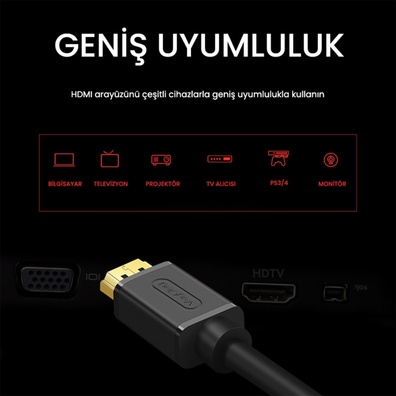 VegGieg 4K 60Hz Dişi Erkek HDMI 2.0 Uzatma Kablosu 1 Metre - 2