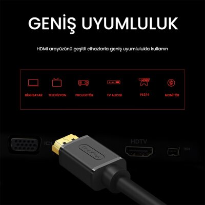 VegGieg 4K 60Hz Dişi Erkek HDMI 2.0 Uzatma Kablosu 1.5 Metre - 2