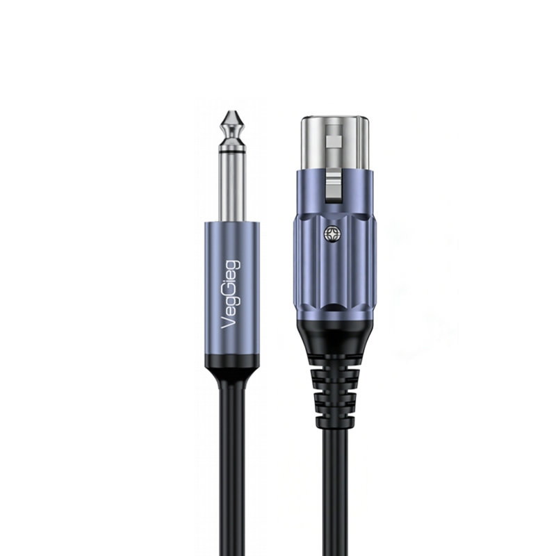 VegGieg 6.35mm to XLR Dişi Mikrofon Kablosu Hi-Fi Ses Kalitesi OFC Bakır Enstrüman Ses Kablosu 2 Metre - 1