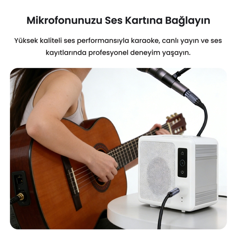 VegGieg 6.35mm to XLR Dişi Mikrofon Kablosu Hi-Fi Ses Kalitesi OFC Bakır Enstrüman Ses Kablosu 2 Metre - 5