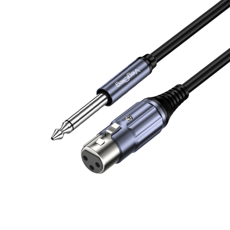VegGieg 6.35mm to XLR Dişi Mikrofon Kablosu Hi-Fi Ses Kalitesi OFC Bakır Enstrüman Ses Kablosu 2 Metre - 8