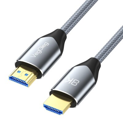 VegGieg 8K 60Hz 4K 120Hz 48 Gbps HDR ARC HDCP Örgülü HDMI 2.1 Kablo 5 Metre - 8