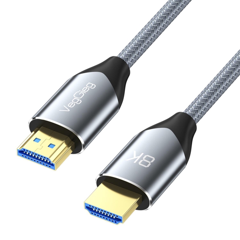 VegGieg 8K 60Hz 4K 120Hz 48 Gbps HDR ARC HDCP Örgülü HDMI 2.1 Kablo 5 Metre - 8