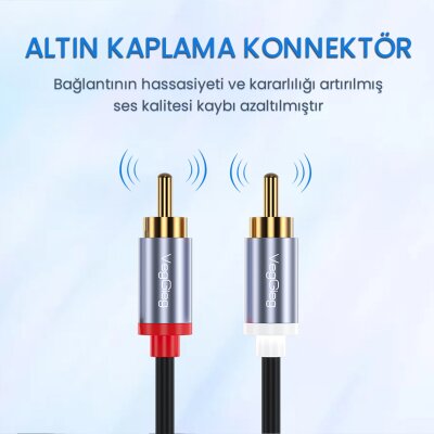 VegGieg USB Type-C to 2 RCA Ses Kablosu 3 Metre - 4