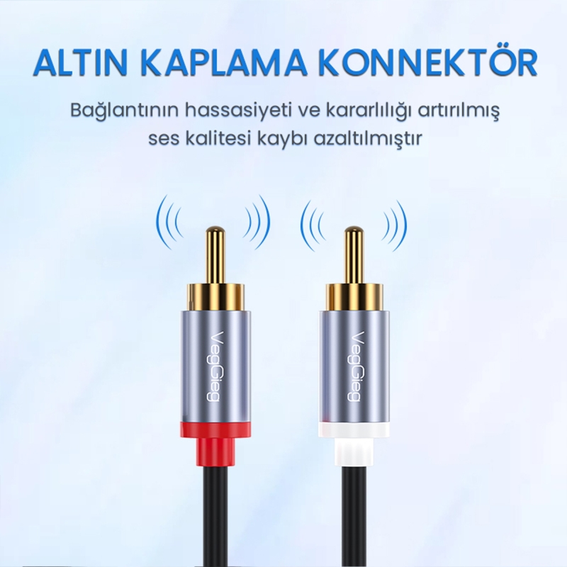 VegGieg USB Type-C to 2 RCA Ses Kablosu 3 Metre - 4