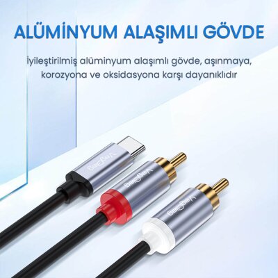 VegGieg USB Type-C to 2 RCA Ses Kablosu 3 Metre - 5