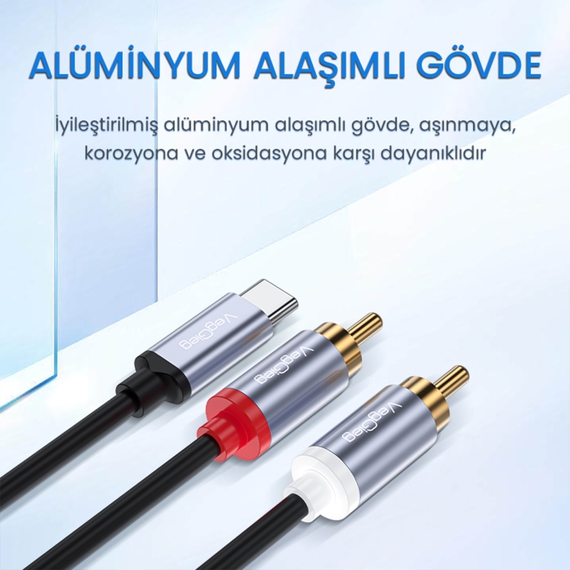 VegGieg USB Type-C to 2 RCA Ses Kablosu 3 Metre - 5