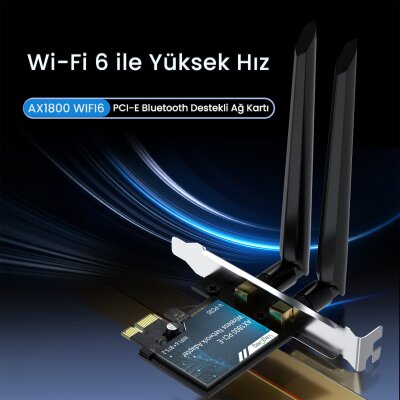 VegGieg AX1800 Wi-Fi 6 Alıcı ve Bluetooth 5.2 Adaptör 5DB Dual Anten PCIe Wifi Ağ Kartı - 2