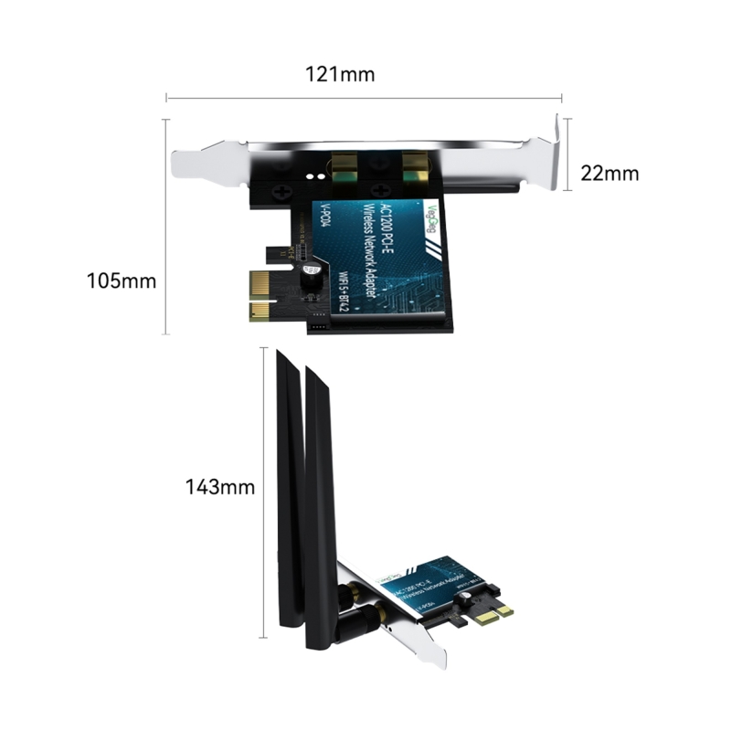 VegGieg AX1800 Wi-Fi 6 Alıcı ve Bluetooth 5.2 Adaptör 5DB Dual Anten PCIe Wifi Ağ Kartı - 7
