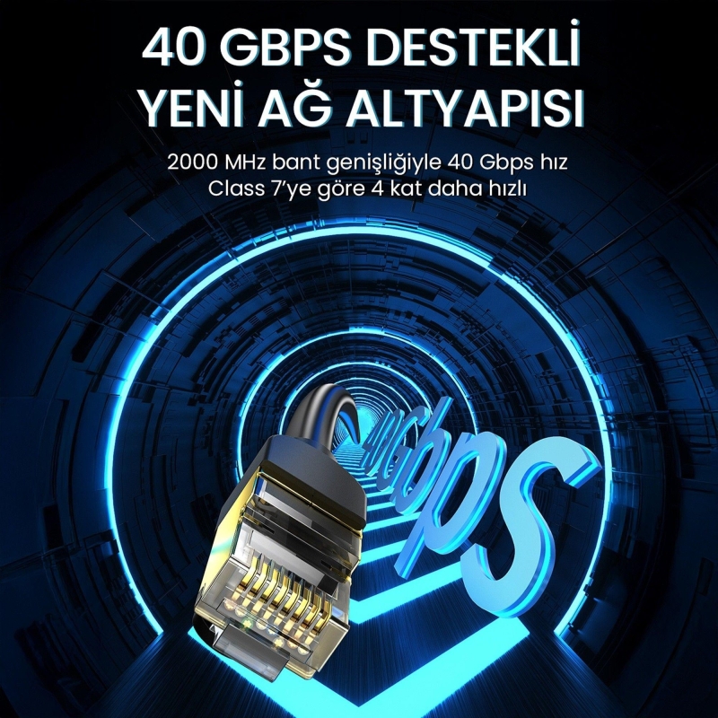 VegGieg CAT8 40Gbps 2000Mhz STP RJ45 Ethernet Kablosu 2 Metre - 2