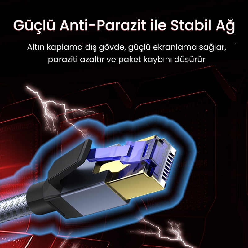 VegGieg CAT8 40Gbps Gigabit FTP 2000Mhz RJ45 Ethernet Ağ Kablosu 20 Metre - 5