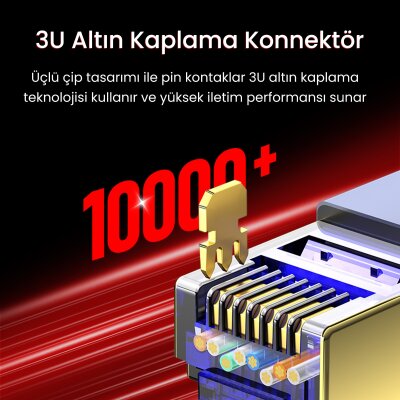 VegGieg CAT8 40Gbps Gigabit FTP 2000Mhz RJ45 Ethernet Ağ Kablosu 5 Metre - 3
